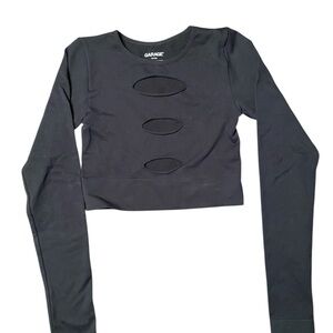 Garage Black Long Sleeve Cut Out Crop Top